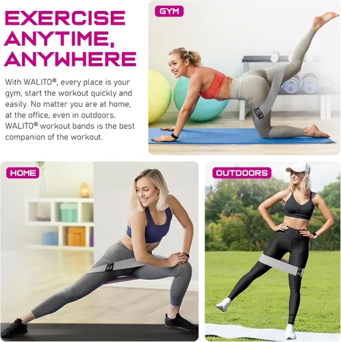 Vista 3 de WALITO Bandas de resistencia de tela y bandas de yoga de 4.9 pies para mujeres y hombres, para terapia física, estiramiento, recuperación, pilates
