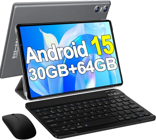 Vista 8 de Tablet Android 15 con teclado y ratón, 20 GB de RAM + 128 GB de ROM (expandir a 1 TB), tabletas Octa-Core de 10.1 pulgadas con WiFi 6, cámara dual