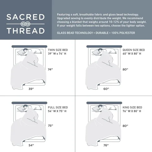 Vista 8 de Sacred Thread Manta con peso, ideal para niños y adultos, manta pesada con alta transpirabilidad, cuentas de vidrio suaves y duraderas