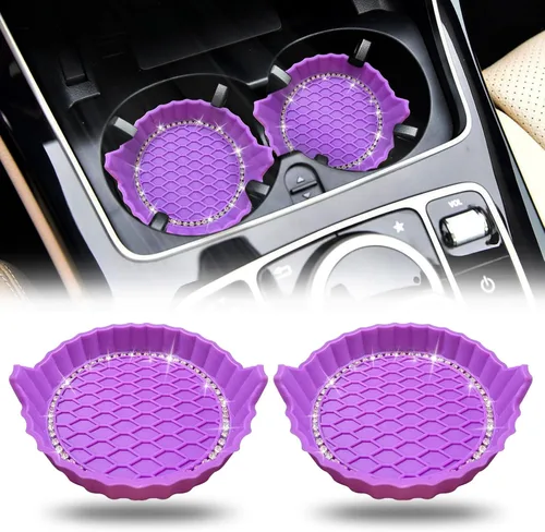 Vista 21 de Portavasos para automóvil, posavasos antideslizantes para automóvil, inserto universal para portavasos de automóvil, tapete de accesorios