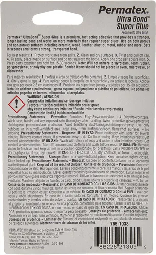 Vista 5 de Permatex 21309 Ultra Bond Super Pegamento, 0.18 oz
