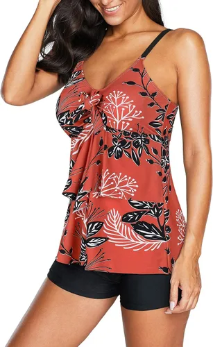 Vista 18 de American Trends Trajes de baño de dos piezas para mujer, tankini de talla grande, con control de abdomen