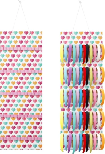 Vista 10 de Tudomro Soporte Colgante para Diademas para Niñas Organizador de Accesorios de Cabello de Felpa con 60 Bandas Elásticas Soporte para Lazos