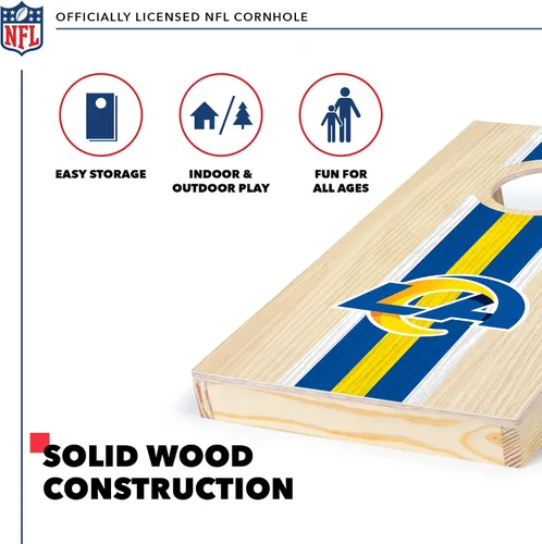 Vista 3 de Wild Sports NFL Football Los Angeles Rams - Juego de cornhole de madera maciza de 1 x 2 pies, tamaño de viaje, con gráficos de equipo HD