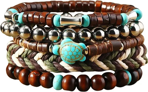 Vista 21 de Pulsera Gótica Ajustable de Cuero Trenzado Punk Multicapa de Estilo Grunge, Conjunto de Pulseras Emo con Brazalete de Metal, Envoltura