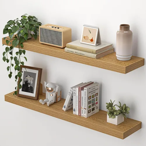 Vista 23 de Heimlove Estantes flotantes para pared, estante de 16 pulgadas para baño pequeño, almacenamiento montado y exhibición, estantes de madera para Negro