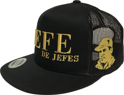 Vista 2 de EL JEFE DE JEFES EL Chapo Guzman 2 Logos Sombrero Malla Negro