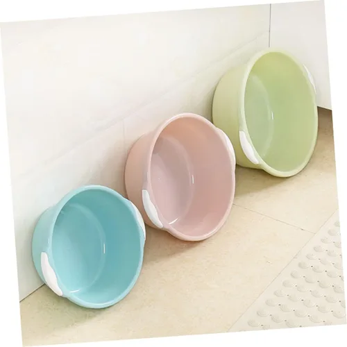 Vista 2 de Healifty Lavabo clásico de 2 piezas, azul, 13.6 x 11.2 in, estilo granja, plástico, independiente, rectangular, drenaje central, acabado pintado