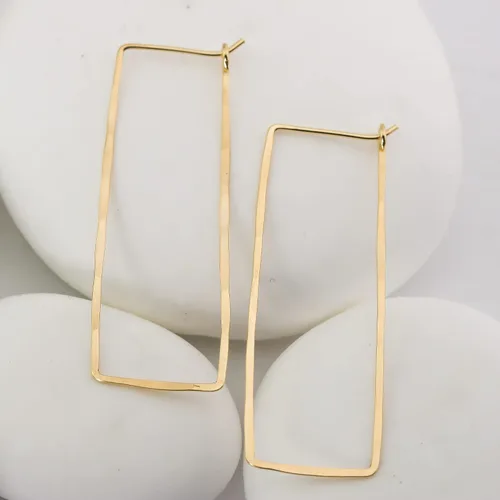 Vista 57 de Aretes de aro finos martillados, elegantes plata esterlina geométrica sólida, relleno de oro y relleno de oro rosa; para mujer por Lotus Stone