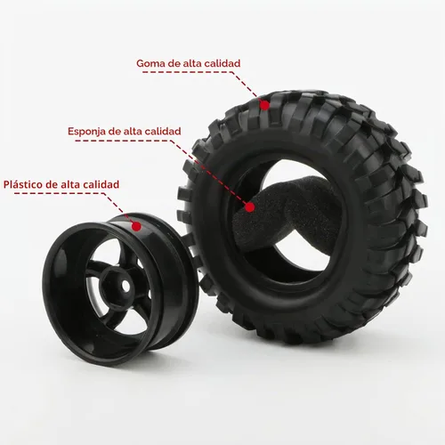 Vista 6 de Neumáticos para Buggy + llanta de 5 radios para vehículo todo terreno RC HSP 1/10 (4 unidades)