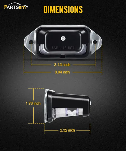 Vista 7 de Partsam Luz de matrícula LED impermeable de 12V CC con luz para placa de licencia, soporte con orificio de drenaje, carcasa de ABS, lente de PC