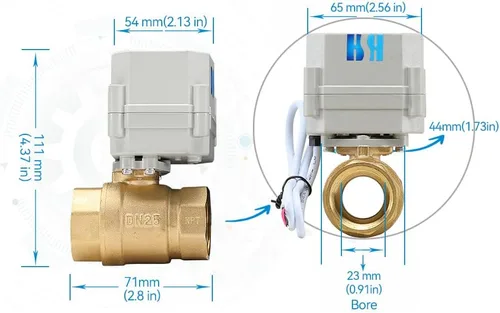 Vista 4 de 2 vías 1" 12VDC 9-24VDC 0-10V NPT Válvula de bola motorizada de control de modulación integral proporcional