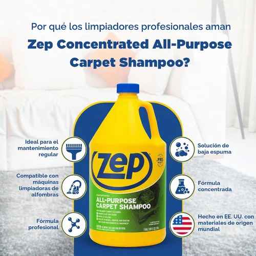 Vista 4 de Zep - Champú concentrado limpiador de alfombras multiusos, 1 galón, fórmula profesional elimina la suciedad y las manchas, ZUCEC128, (caja de 2)
