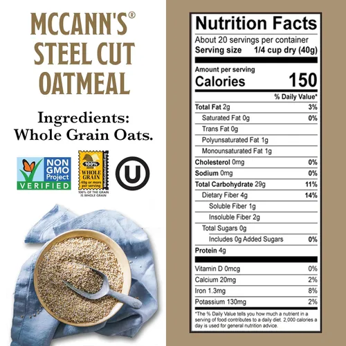 Vista 2 de Avena irlandesa de McCann, copos de avena cortados tradicionales, bolsa de 28 onzas