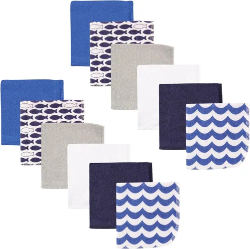 Vista 10 de Luvable Friends Paños unisex de algodón para bebé, color azul sólido, talla única