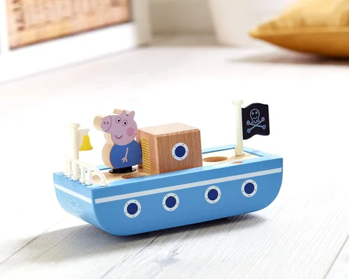 Vista 7 de Peppa Pig Grandpa Pigs - Barco de madera, juguete de madera sostenible certificado FSC, juguete preescolar, juego imaginativo, regalo para niños