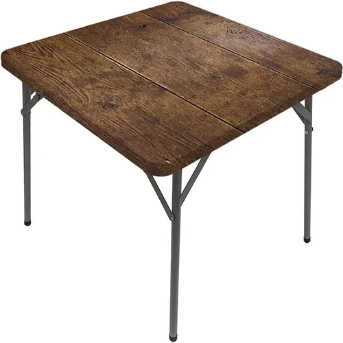 Vista 26 de Mesa cuadrada de tablones de madera, impresión de textura de tablones de madera, borde elástico, adecuada para catering y cocina, apta para mesa