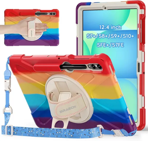 Vista 13 de BRAECNstock Funda para Samsung Galaxy Tab S10 Lite/ S10 FE/ S9 FE/ S9/ S8/ S7 5G Funda de 10.9"/11", Funda Protectora a Prueba de Golpes con Soporte