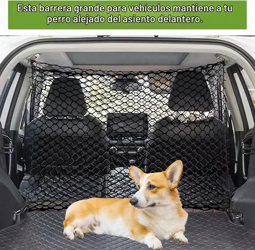 Vista 7 de Red de barrera para perros y automóviles, red de equipaje elástica para equipaje (47.24 x 33.85 pulgadas), red de seguridad de doble capa