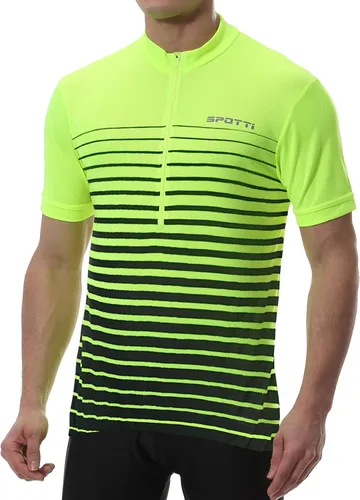 Vista 14 de Spotti Playera de manga corta para ciclismo de hombre con 3 bolsillos traseros, transpirable, secado rápido
