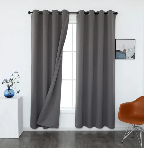Vista 34 de INLINAS Cortinas opacas para dormitorio, aislamiento térmico, reducción de ruido, juego de 2 paneles de ahorro de energía, beige, 42 pulgadas