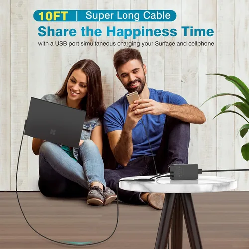 Vista 15 de Cargador de 127 W para Microsoft Surface Book 3, 2, 1, Laptop Studio 2, 1 Power Adapter Compatible with Windows Surface Pro/Laptop/Go, 10FT Cable