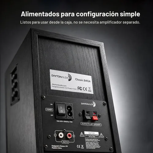 Vista 7 de Dayton Audio Classic B40A Par de bocinas de estante con Bluetooth y alimentación (Negro, 4")
