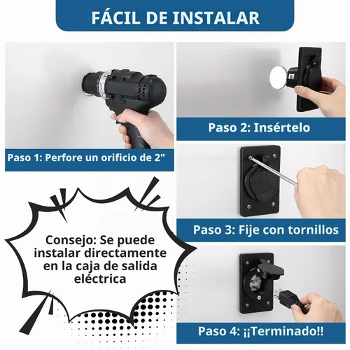 Vista 6 de Paquete de 1 receptáculo de entrada de alimentación macho con brida de hoja Negro