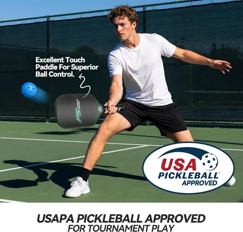 Vista 2 de Pickleball Paddles Set of 2 - USAPA Approved Fiberglass Pickleball Paddles Set with 2 with SRT Pro Polymer Honeycomb Core, 4 High-Performance
