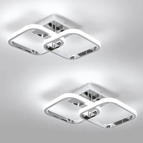 Vista 10 de CANEOE Lámpara LED de techo de pasillo de 15.75 pulgadas, lámpara de techo LED moderna cuadrada de 6000 K, lámpara de techo negra de 25 W para Negro