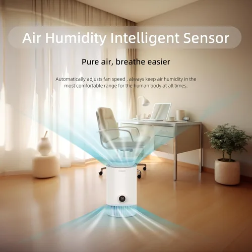 Vista 6 de Combo de purificador de aire y humidificador para dormitorio, purificador de aire HEPA 2 en 1 con humidificador evaporativo, sistema de aire