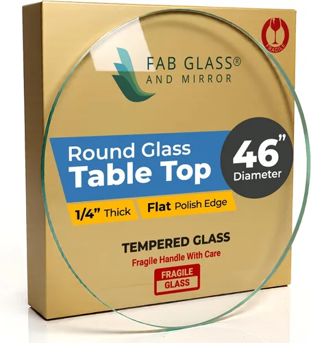 Vista 16 de Fab Glass - Mesa redonda de cristal de 48 in, grosor de 3/4 in, cristal pulido plano templado, Vidrio, Transparente
