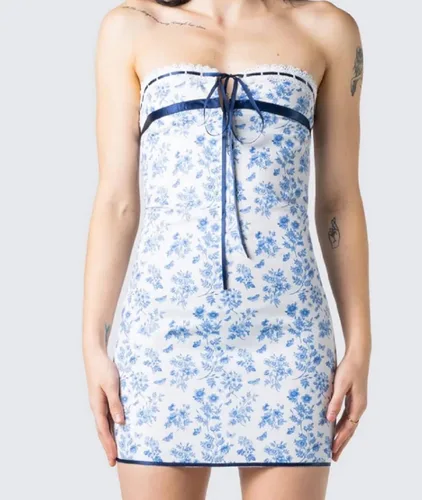 Vista 2 de HengShunRui Mini vestido de tubo Y2k para mujer, vestidos de fiesta ajustados sin tirantes sexy