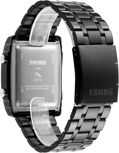 Vista 5 de FANMIS Relojes de pulsera deportivos con esfera rectangular para hombre con 7 colores opcionales retroiluminación LED multifuncional con alarma