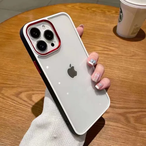 Vista 6 de kaitesi Funda transparente para iPhone 11 Pro, funda transparente con agujero para correa, dos tonos, color a prueba de golpes, marco de parachoques