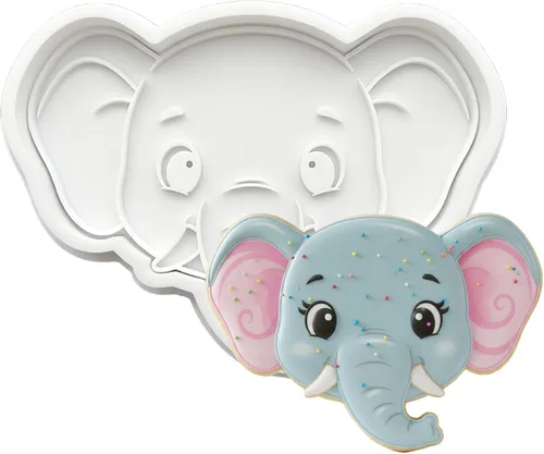 Vista 21 de Juego de 8 cortadores de galletas de animales con mango de sello 3D, diseño de selva para cocina, formas de pastel de ácido poliláctico