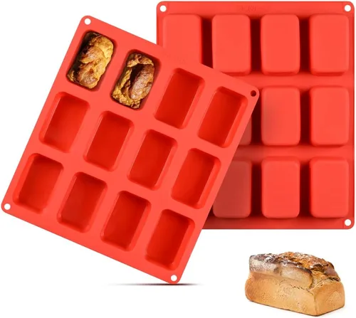 Vista 10 de CAKETIME - Mini molde para pan, mini moldes de silicona para pan, 12 tazas para hornear mini pan, brownie, pan de maíz, tarta de queso, jabón
