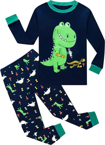 Vista 49 de Little Hand Pijamas para niños pequeños, Monster Truck 100% algodón, dinosaurio para niños, 2 piezas, ropa de dormir, conjuntos de ropa de dormir