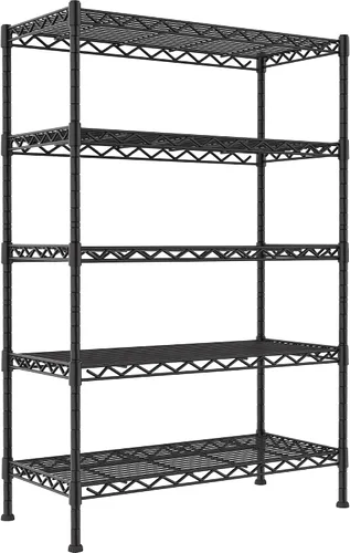 Vista 7 de YOHKOH Estante de almacenamiento de metal de 5 alambres, estantes ajustables para lavandería, baño, cocina, despensa, armario
