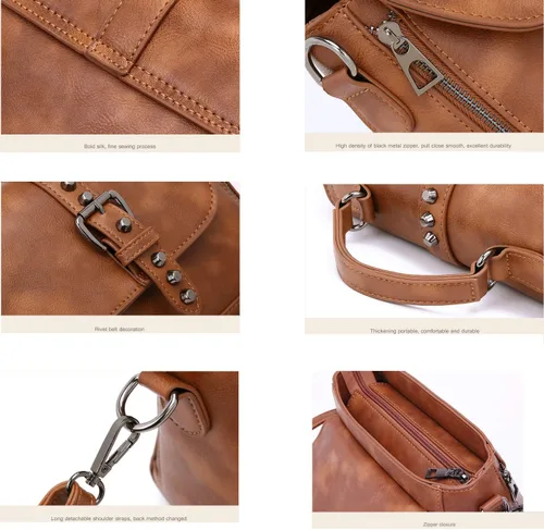 Vista 6 de Segater Bolso bandolera con remache vintage para mujer, bolso cruzado