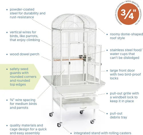 Vista 4 de Prevue Pet Products 34512 Dometop - Jaula para pájaros, pequeña, color blanco tiza