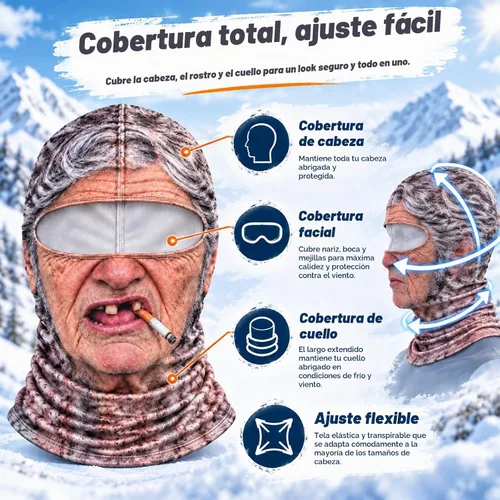 Vista 3 de Old Man Ski Mask,Funny Realistic Face Printed Balaclava,Stretch Cosplay Headgear for Halloween,Costume Parties & Pranks