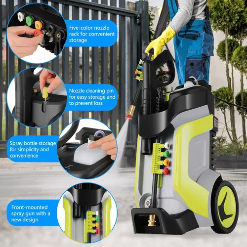 Vista 4 de 5000PSI - Lavadora a presión eléctrica resistente, incorporada en Amarillo