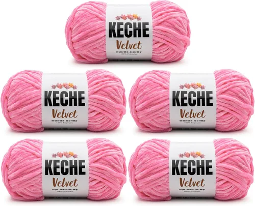 Vista 153 de Keche Hilo para ganchillo, hilo de terciopelo, chenilla suave, manta de bebé voluminosa amigurumi Yarn 3.53 oz (132 yardas) - Arona