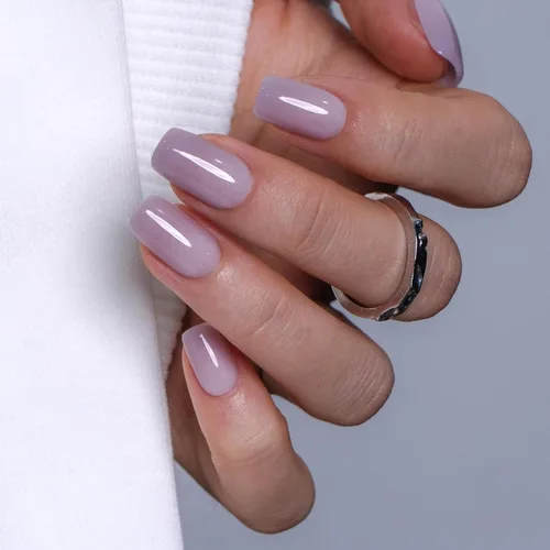 Vista 16 de CurvLife Uñas postizas a presión con punta francesa cuadrada media, color Brillo de porcelana