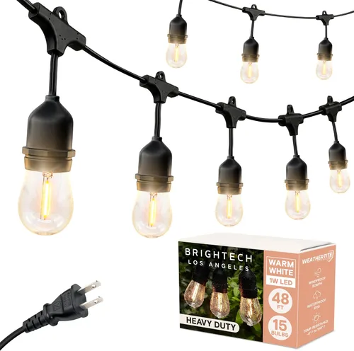 Vista 9 de Brightech Ambience Pro - Serie de luces LED para exteriores de 24 pies de grado comercial para patio, impermeables - 7 luces resistentes