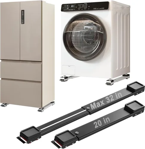 Vista 7 de Rodillos de electrodomésticos resistentes, máximo 32 pulgadas, rodillos extensibles de segunda generación, base de lavadora móvil para mover Negro
