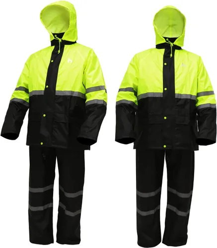 Vista 2 de DUP Traje de lluvia para hombres y mujeres, chaquetas y pantalones reflectantes, impermeables, para el trabajo, ligero, abrigo de lluvia