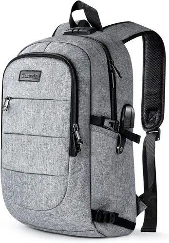 Vista 18 de Tzowla, mochila de viaje de negocios para computadora portátil de 15,6 a 17,3 pulgadas para mujeres, hombres y para regalar, A-Negro