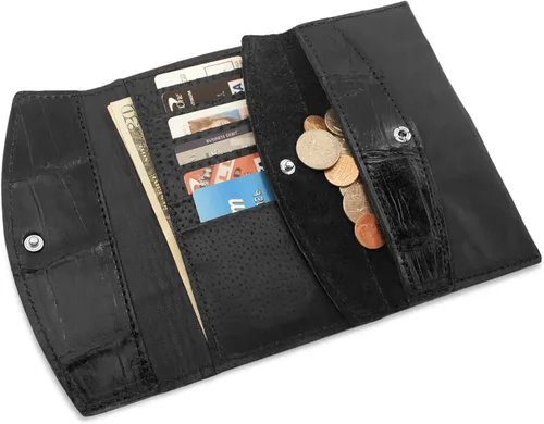 Vista 3 de Cartera de piel de cocodrilo auténtica hecha a mano.
